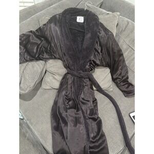Little Giraffe Satin And Chenille Bathrobe- Size 0, Black
